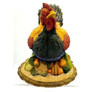 Artisan Flair Harvest Rooster Figurine With Fruits & Vegetables